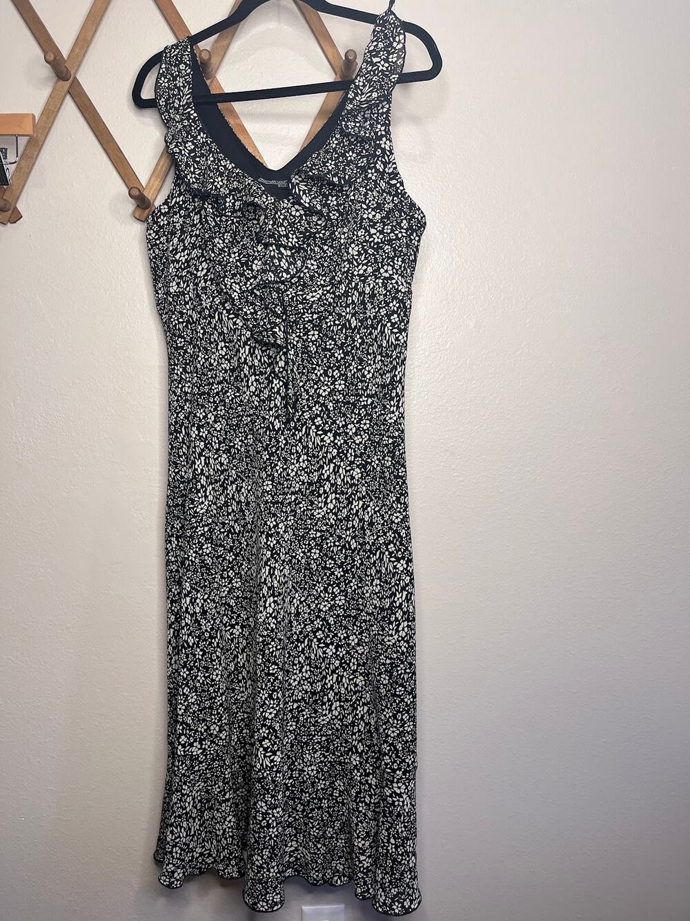 Jonathan Martin Studio Vintage Dark Floral Ruffle V-Neck Dress